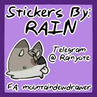 ℹ Stickers By: RAIN
Telegram @Rainyote
FA: mountaindewdrawer stiker, telegram, seni, furry, seni digital, rainyote whatsapp sticker