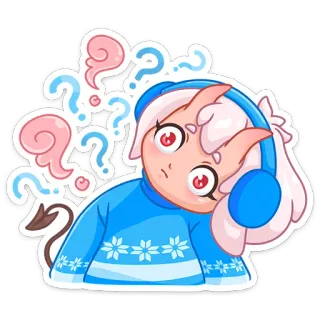 🤔 question, confus, démon, anime, sticker, kawaii whatsapp sticker