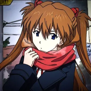 💗 Asuka Langley Soryu Neon Genesis Evangelion アニメ, キャラクター, ティーン, 女の子, マフラー, ジャケット, エヴァンゲリオン whatsapp sticker