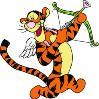 😇 Tigger Tigrão, Disney, Ursinho Pooh, Desenho animado, Cupido, Asas, Arco e flecha, Animal telegram sticker