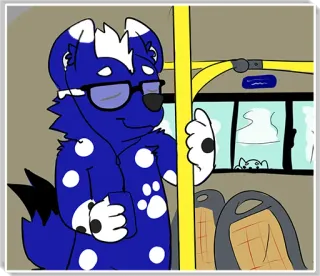 😎 Furry, Desenho animado, Antropomórfico, Ônibus, Animal, Personagem whatsapp sticker