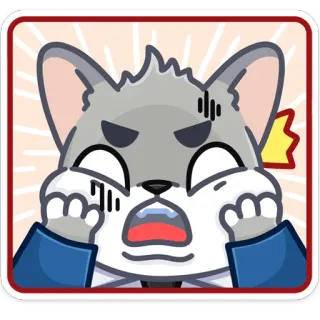😳 zangado, irritado, frustrado, desenho animado, animal, gato, chateado, expressão whatsapp sticker