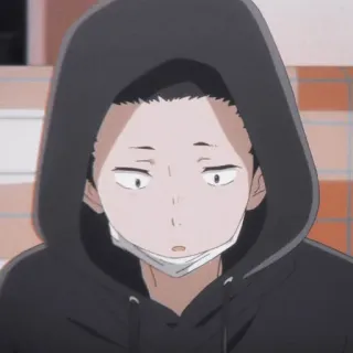 😷 Anime, Postać, Bluza z kapturem, Maska, Portret telegram sticker