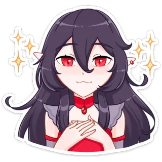 😊 anime girl, elf, cute, red eyes, sparkle telegram sticker