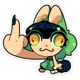 🖕 Cartoon, Doigt d'honneur, Offensant, Grossier, Personnage, Sticker, Illustration telegram sticker