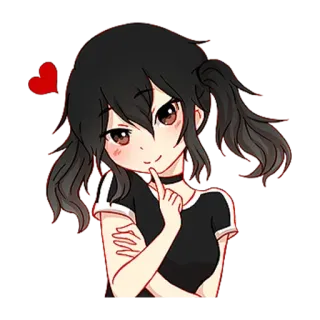 😋 Anime, Ragazza, Carino, Cuore, Cartone animato whatsapp sticker