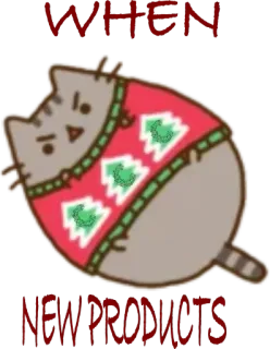 😋 Pusheen WHEN NEW PRODUCTS gato, Pusheen, navidad, suéter, productos, lindo, dibujos animados whatsapp sticker