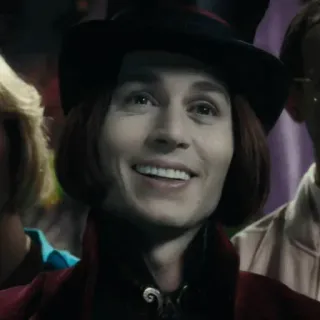 🎩 Willy Wonka Charlie and the Chocolate Factory willy wonka, johnny depp, schokolade, bonbons, süßigkeiten, film, figur telegram sticker