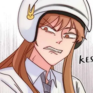 🩸 KES โกรธ, การ์ตูน, หมวกกันน็อก, รำคาญ, สีหน้า telegram sticker
