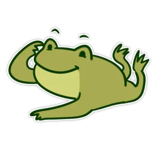 🤗 frog, animal, cartoon, cute, lying down, relaxed telegram sticker