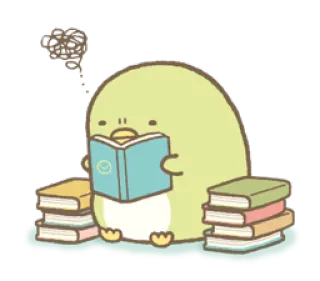 📖 pinguino, lettura, libri, studio, carino whatsapp sticker