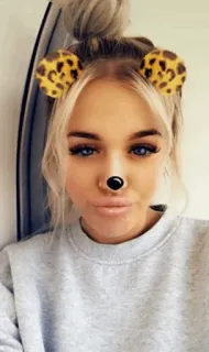 ☁️ phụ nữ, bộ lọc, chân dung, khuôn mặt, tai thú, selfie telegram sticker