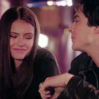 😍 Elena Gilbert The Vampire Diaries elena gilbert, damon salvatore, the vampire diaries, vampire, couple, tv show telegram sticker