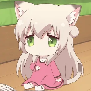 🍜 アニメ, ちび, 猫, かわいい, 可愛い, 女の子, 漫画 whatsapp sticker
