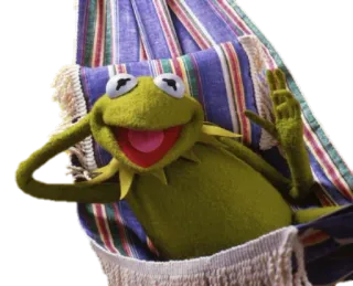 😀 Kermit kermit, grenouille, muppet, détente, hamac, dessin animé telegram sticker