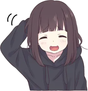 😅 chica anime, lindo, feliz, sonrisa, dibujos animados, pegatina telegram sticker