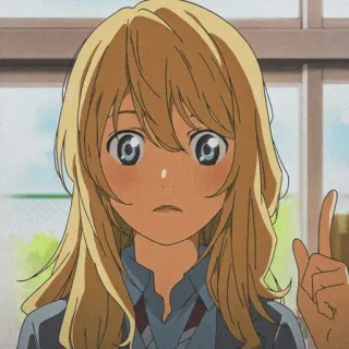 🩰 Kaori Miyazono Your Lie in April anime, blond haar, wijzen, schattig, meisje, schooluniform telegram sticker