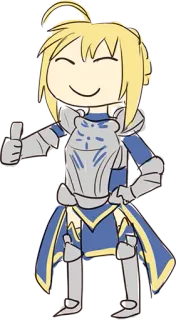👍 Saber Fate/stay night Anime, Personaggio, Pollice in su, Armatura, Chibi, Carino, Fate telegram sticker