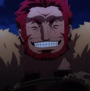 😬 Rider Fate/Zero Anime, Personagem, Cabelo Vermelho, Sorrindo, Fate whatsapp sticker