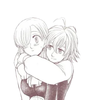 💕 Elizabeth Liones Seven Deadly Sins Anime, Paar, Umarmung, Fanart, Seven Deadly Sins, Elizabeth Liones telegram sticker