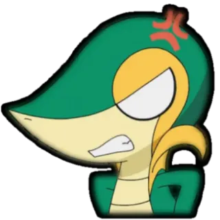 😡 Snivy Pokemon Serpifeu, Pokémon, wütend, Anime, Cartoon, Videospiel, Pflanzen-Pokémon telegram sticker