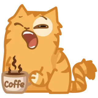 ☕️ Coffee кот, кофе, сонный, милый, мультфильм, уставший, зевающий telegram sticker