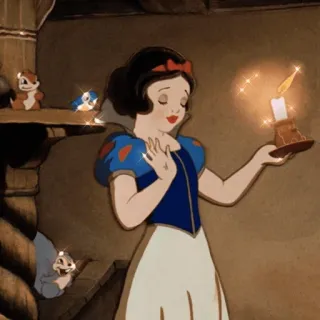 ☁️ Snow White Snow White and the Seven Dwarfs สโนว์ไวท์, ดิสนีย์, เจ้าหญิง, เทียน, การ์ตูน, คลาสสิก telegram sticker