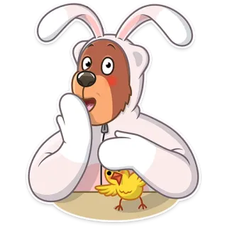 😳 perro, conejo, pascua, pollito, animal, disfraz, lindo, dibujos animados whatsapp sticker