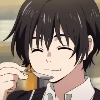 🫐 Anime, Manger, Cuillère, Joyeux, Personnage telegram sticker