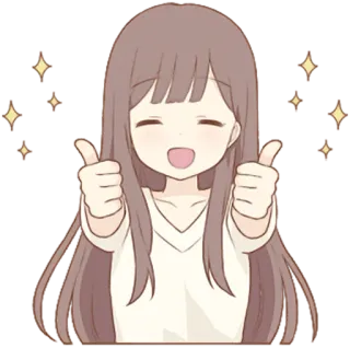 👍 Cartoon, Anime, Mädchen, Daumen hoch, Süß, Funkeln telegram sticker