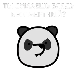🐼 ТЫ ДУМАЕШЬ БЛЯДЬ БЕССМЕРТНЫЙ? Panda, Ofensivo, Russo, Palavrão, Insulto telegram sticker