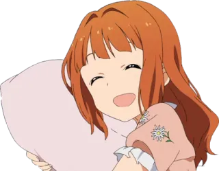 😌 Anime, Ragazza, Cuscino, Carina, Sorridendo, Allegra telegram sticker