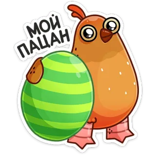 🤗 МОЙ ПАЦАН 만화, 새, 계란, 닭, 동물 telegram sticker