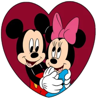 ❤️ Mickey Mouse Mickey Mouse, Minnie Mouse, Disney, Dibujos animados, Amor, Corazón, Pareja telegram sticker