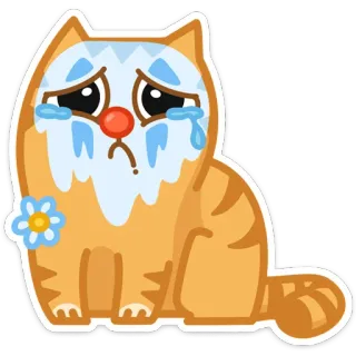 😢 kot, smutny, płacz, kreskówka, naklejka, kwiat, emotikon telegram sticker