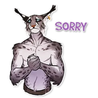 😥 SORRY antropomorfik, binatang, furry, maaf, permintaan maaf, kartun telegram sticker
