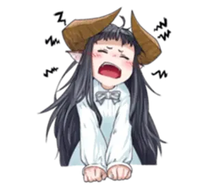 😤 Anime, Ragazza demone, Corna, Piangendo, Triste, Ragazza telegram sticker