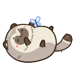 🦋 animal, cartoon, cute, kawaii, tanuki, butterfly, sleepy telegram sticker