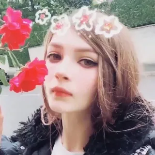 🌺 femme, couronne de fleurs, beauté, portrait telegram sticker