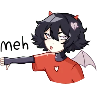 👎 sticker, anime, devil, cute, cartoon telegram sticker