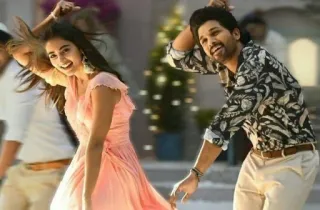 🕺 baile, indio, música, cultura, entretenimiento, celebración, Allu Arjun, Pooja Hegde telegram sticker