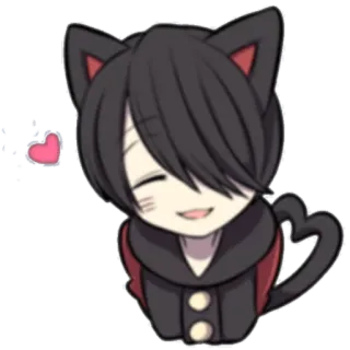 😊 кошачьи ушки, аниме, кот, милый, каваий, стикер, сердце whatsapp sticker