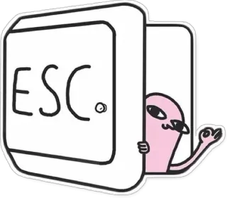 👋 ESC. fuga, tastiera, pulsante, cartone animato, umorismo telegram sticker