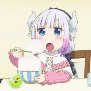☁️ Kanna Kamui Miss Kobayashi's Dragon Maid Anime, Drago, Mangiare, Carino, Kanna, Kawaii telegram sticker
