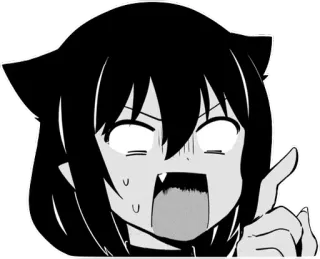 😱 Anime, Manga, Catgirl, Enojado, Señalando, Expresión, Dibujo animado telegram sticker