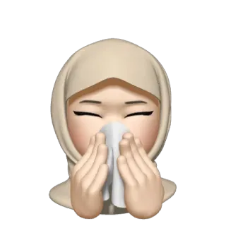 💿 Emoji, Kobieta, Hidżab, Przeziębienie, Grypa, Kichanie telegram sticker