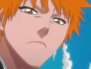 😒 Ichigo Kurosaki Bleach anime, ichigo kurosaki, bleach, orange hair, soul reaper telegram sticker