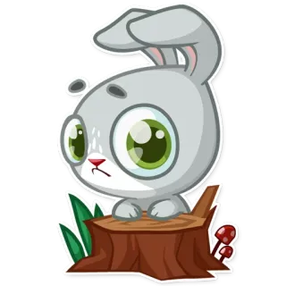 😟 ウサギ, バニー, 漫画, 動物, 可愛い, ステッカー telegram sticker
