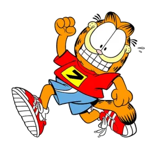 🏃‍♂️ Garfield cartoon, cat, running, exercise, humor whatsapp sticker