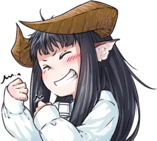 😁 アニメ, 女の子, 角, 幸せ, 可愛い, キャラクター telegram sticker
